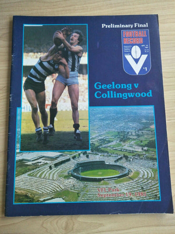 VFL 1981 Preliminary Final Football Record Geelong v Collingwood