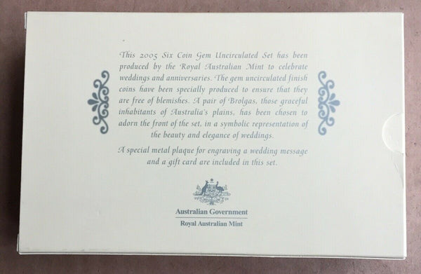 Australia 2005 Royal Australian Mint Wedding Coin Collection. Ideal Anniversary Gift.