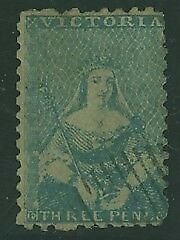 Victoria Australian States SG 79 3d greenish blue Half length Used