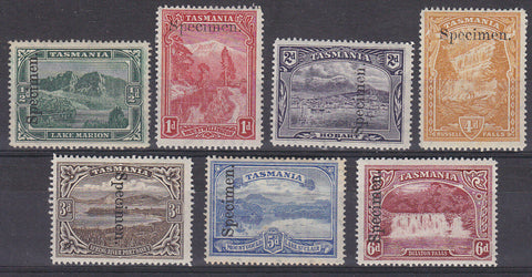 Tasmania SG 229s/36s Pictorials mountains lakes waterfalls ex 2½d optd Specimen