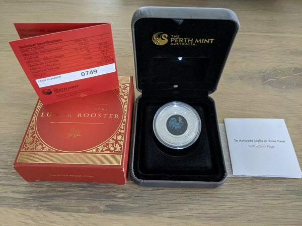 Perth Mint Lunar New Year Of The Rooster Opal Series Colour Proof Coin