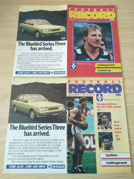 Lot Of 1985 VFL Football Records Collingwood Games x 22