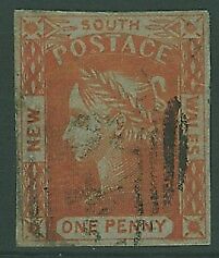 NSW Australian States SG 47 1d vermilion laureate four margins Used Stamp