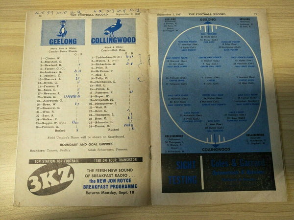 VFL 1967 September 2 Football Record 1st Semi Final Geelong v Collingwood