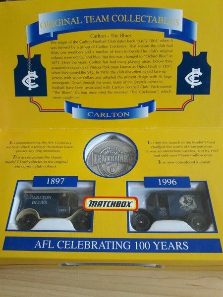 Centenary AFL Original Team Collectables Matchbox Carlton Celebrating 100 Years