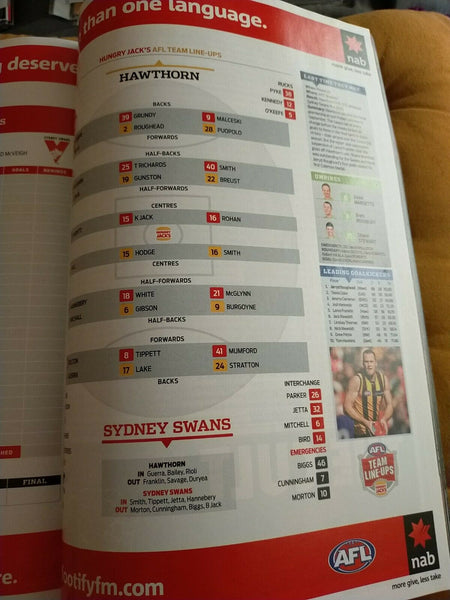 2013 1st Qualifying Final AFL Football Record Hawthorn v Sydney WITH TICKET