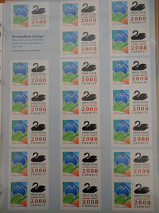 Australia Post 55c Personalised Stamp Sheet - Swan River Stampshow 2008 Crawley