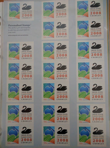 Australia Post 55c Personalised Stamp Sheet - Swan River Stampshow 2008 Crawley