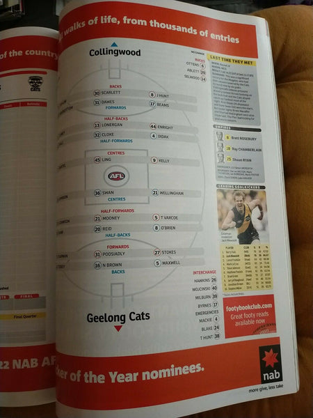 2010 1st Preliminary Final AFL Football Record Collingwood v Geelong
