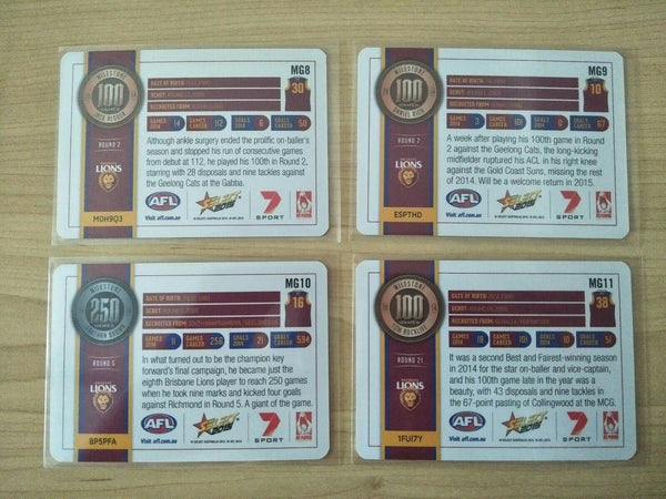 2015 Select Milestones Brisbane Lions Team Set MG8-11