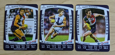 2011 Teamcoach LIMITED ULTRA RARE SAMPLE Fremantle Dockers 3 CARD Prize SET