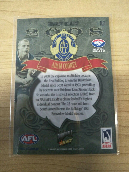 2009 Select Pinnacle Adam Cooney Western Bulldogs Brownlow Medal Card