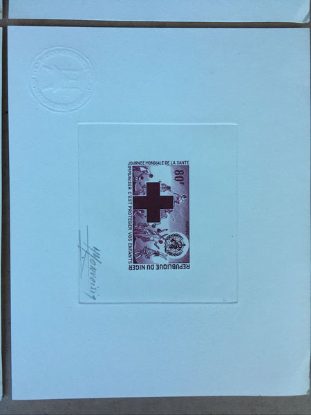 Niger 80f. Red Cross Artist Signed Die Proof 4 Different Colours SG679