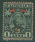 Zanzibar SG 88 2½d on 1a indigo and red with stop variety MH