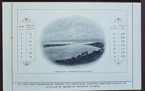 Tasmania Australian States 2d Letter Card Great Lake, A Fishermans Paradise. M