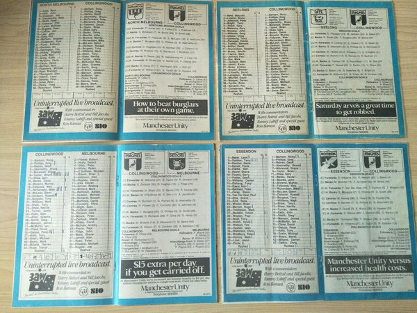 Lot Of 1985 VFL Football Records Collingwood Games x 22