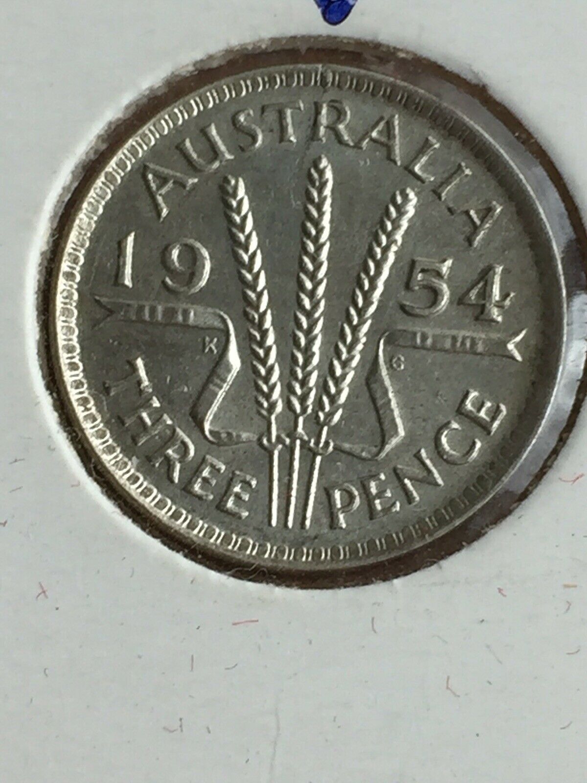 Australia 1954 Threepence 3d With Die Crack Uncirculated