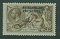 Bechuanaland overprinted on Great Britain KGV 2/6 Brown seahorse SG88 MLH