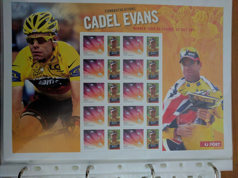 Australia SES Special Sheet - Cadel Evans bicycle, cycling,  Winner France 2011