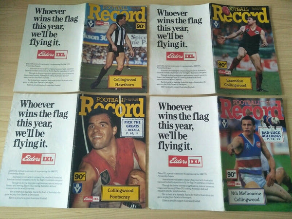 Lot Of 1988 VFL Football Records Collingwood Games x 21