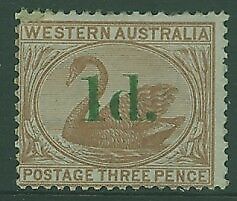 WA Western Australia Australian States SG 92 1d on 3d pale brown Swan birds Mint no gum