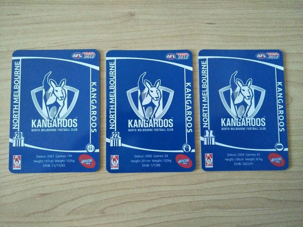 2012 Teamcoach Prize Card Team Set North Melbourne - Petrie, Goldstein, Ziebell