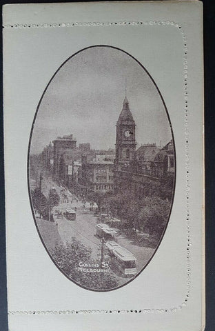 Australia Letter Card 1d KGV Collins Street Melbourne LC 17-41A trams clocks