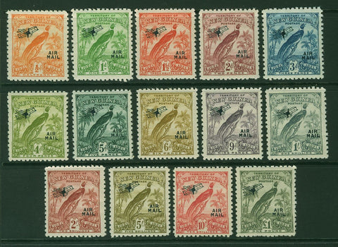 New Guinea dated bird overprinted airmail aircraft SG163/76 set 14 mint unhinged