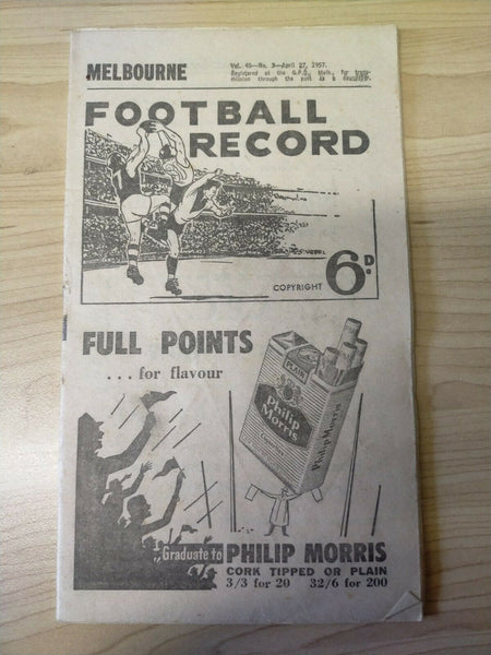 VFL 1957 April 27 Football Record Melbourne v Collingwood