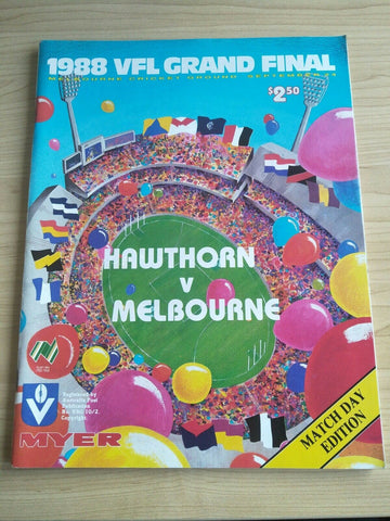 VFL 1988 Football Record Grand Final Melbourne v Hawthorn Match Day Edition