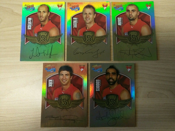 2010 Select Champions Gold Force Signature Team Set Of 5 Cards Sydney Swans