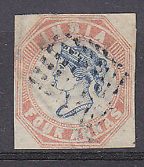 India SG 18 1854-554a blue and pale red Queen Victoria Used