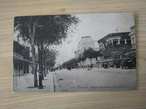 Hong Kong China 1905 Vintage Postcard Boulevard Henri Rivière stamped with 4c KEVII Hong Kong Postmark