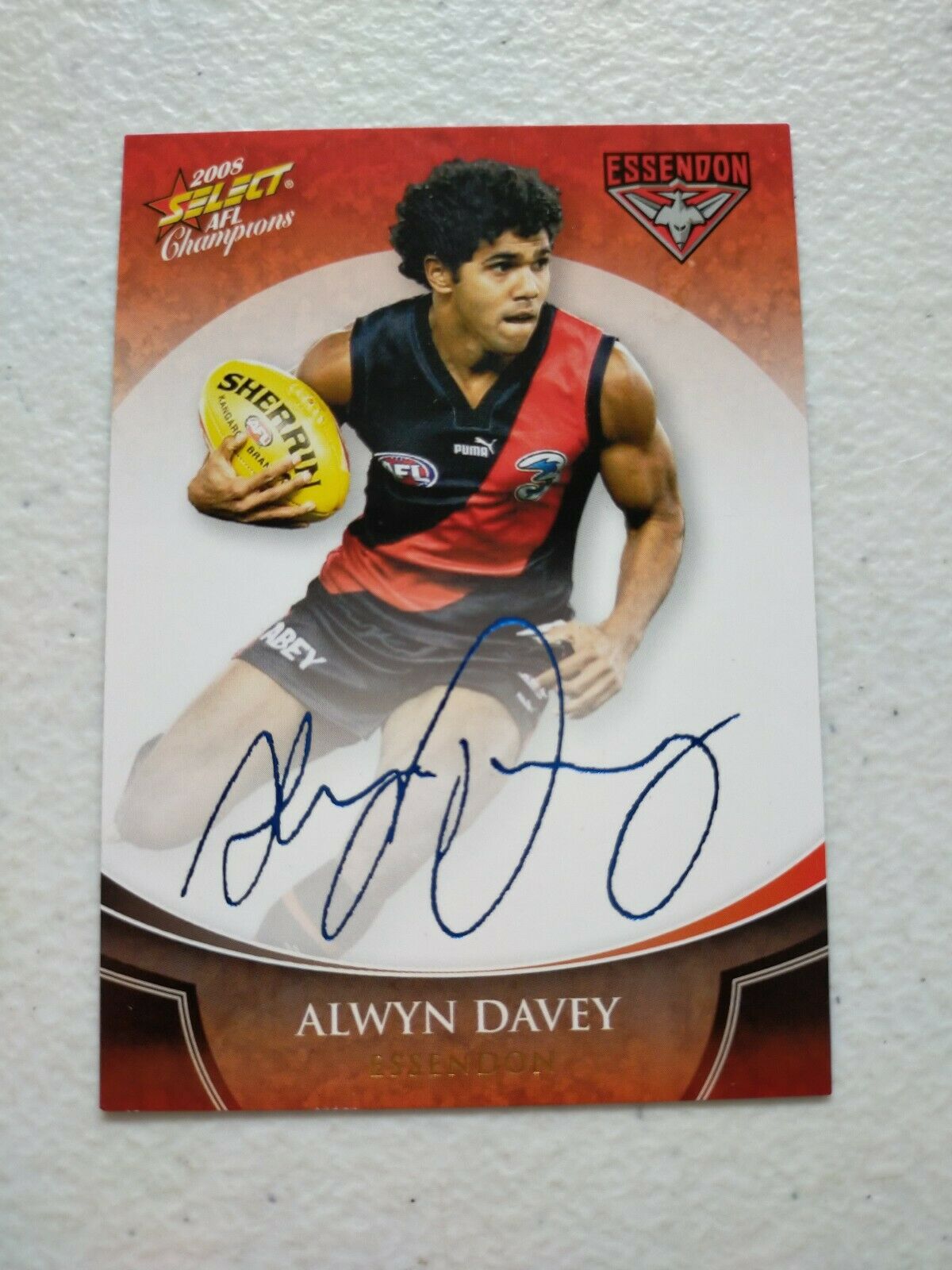 2008 Select AFL Champions Foil Signature Card Alwyn Davey Essendon