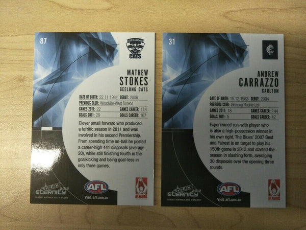 2012 Select AFL Eternity Promotional Cards Set Of 2