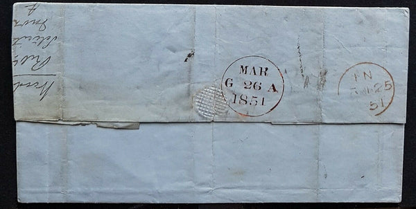 Tasmania - GB Australian States pre stamp outer Hobart  to Edinburgh 23 Nov 1850