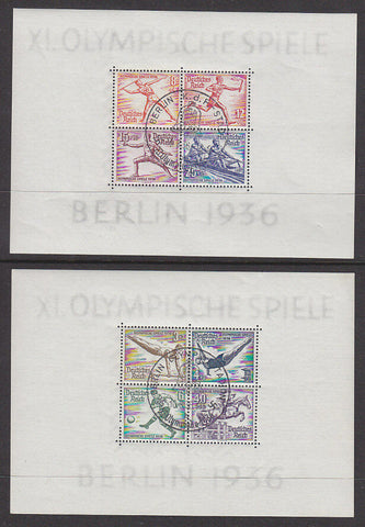 Germany SG  613a 1936 Summer Olympic Games 2 M/S Michel Block 5+6 Used
