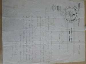 VFL 1914 Collingwood Football Club letter from DR Rush to Syd Sherrin thanking him for...