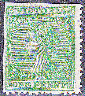 Victoria Australian States SG 108a 1d  Laureate, selvedge wmk error Mint no gum