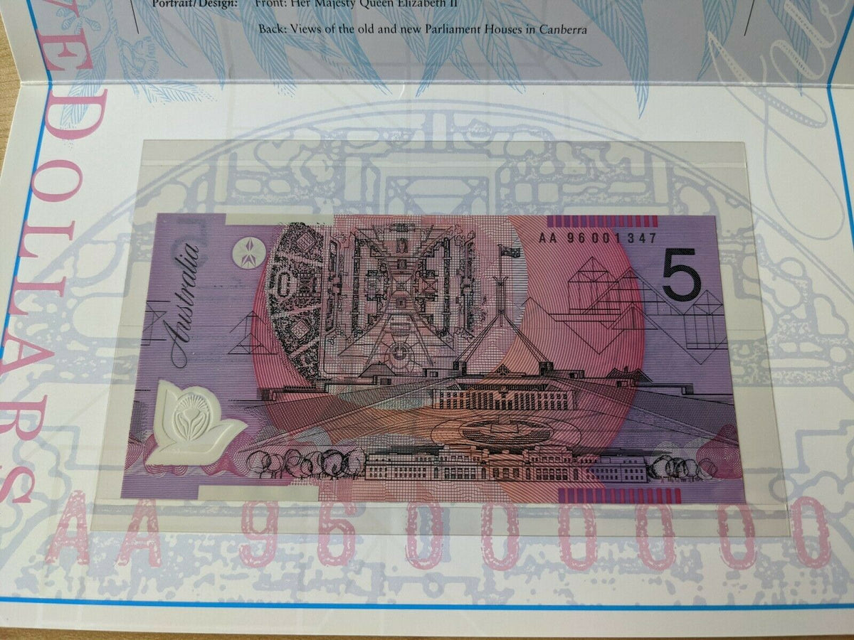 1996 Australia Deluxe Banknote Folders Set of 4 Black Serial Numbers ...