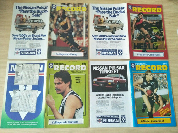 Lot Of 1984 VFL Football Records Collingwood Games x 22