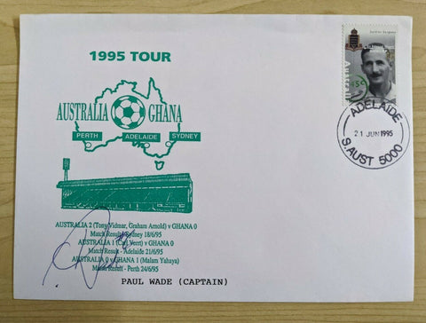 Soccer 1995 Cover Australia v Ghana Signed By Paul Wade Captain