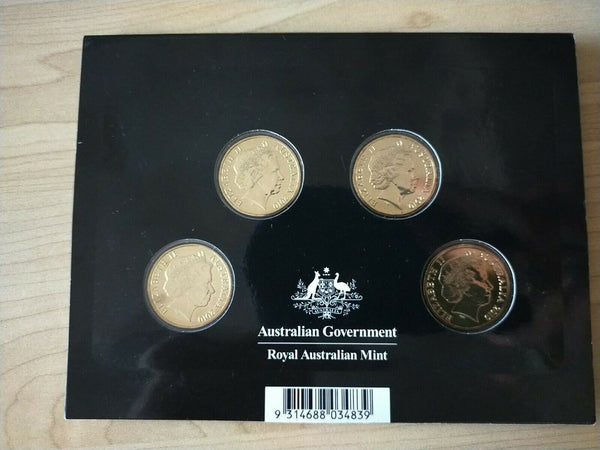 Australia 2010 $1 One Dollar 100 Years of Coinage set of 4 mintmarks Uncirculated- C, B, M, S