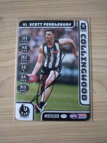 2018 Teamcoach Scott Pendlebury Collingwood Football Card Hand Signed