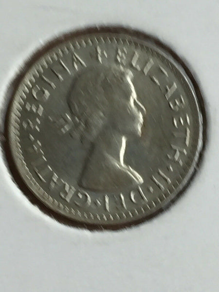 Australia 1954 Threepence 3d With Die Crack Uncirculated