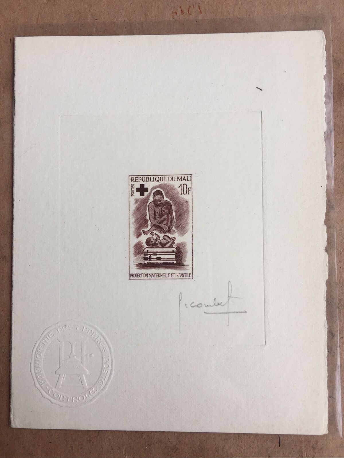 Mali 1965 Red Cross Health Service 10f. Artist Signed Die Proof SG1109 Brown