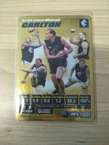 2007 Teamcoach Gold Best And Fairest Lance Whitnall Carlton