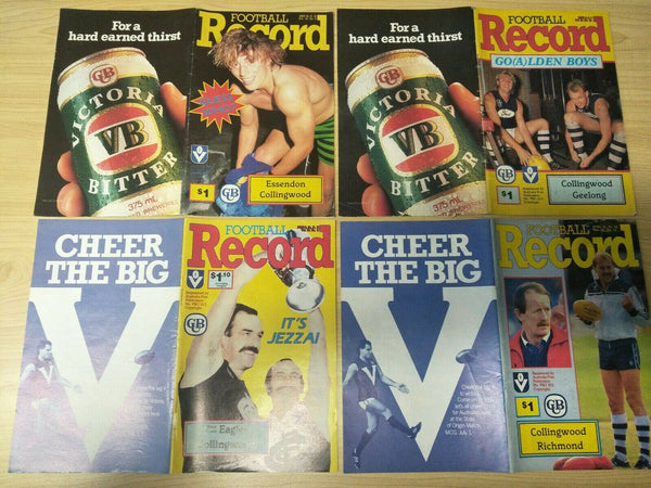 Lot Of 1989 VFL Football Records Collingwood Games x 22