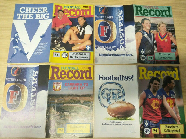 Lot Of 1989 VFL Football Records Collingwood Games x 22