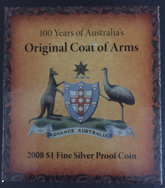 2008 Original Coat Of Arms $1 Silver Proof Coin